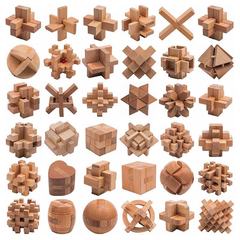 Juego de Rompecabezas de Madera de Haya Lu Ban Lock para Niños y Adultos