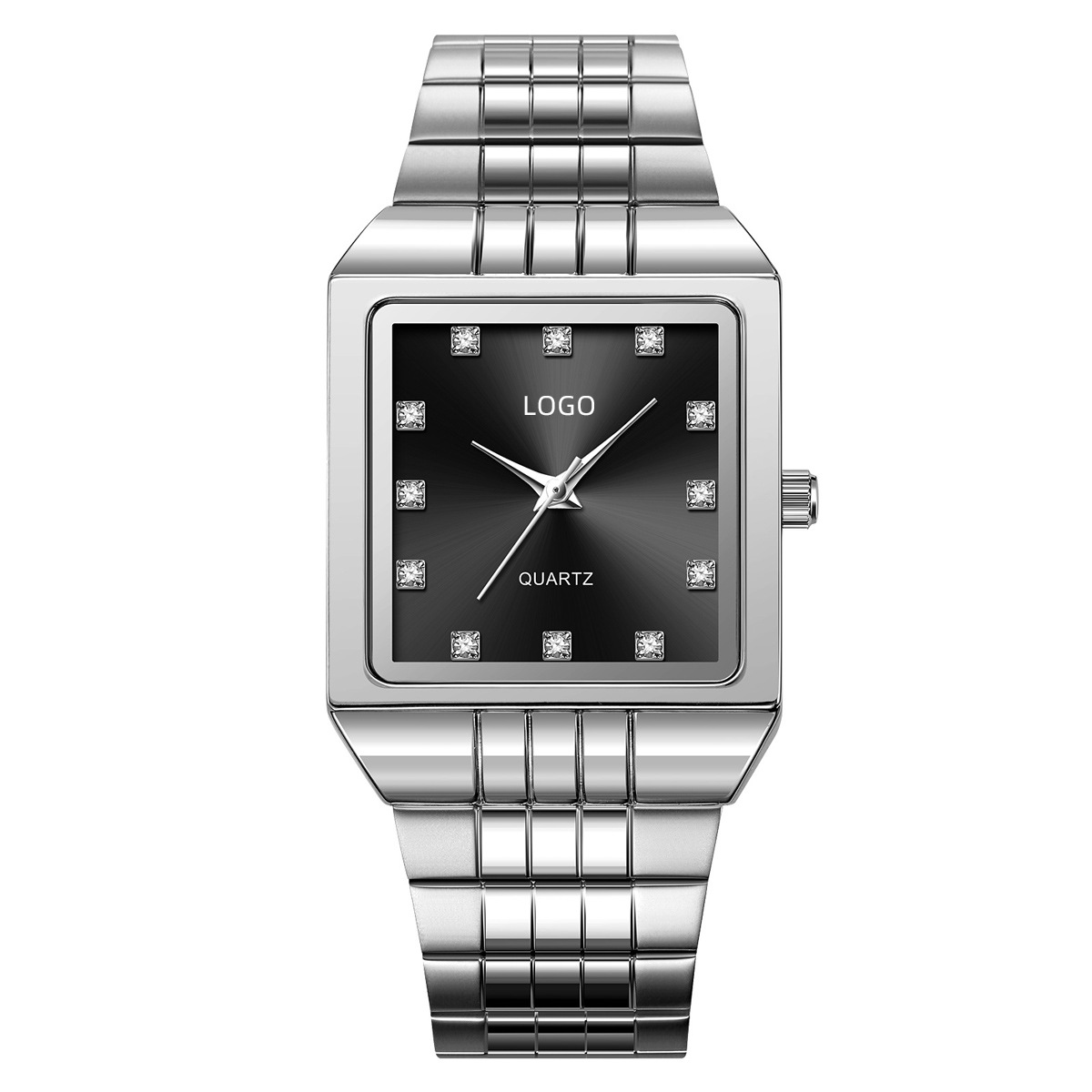 Comercio exterior transfronterizo reloj de hombre cuadrado correa de acero impermeable reloj de cuarzo hombre reloj de pulsera simple fuente fábrica a granel personalizado
