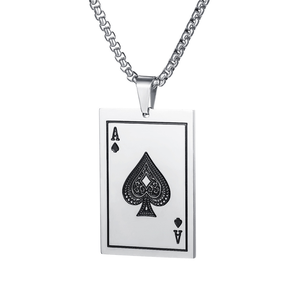 Stainless jewelry, personalized, fashionable, versatile, corrosion-resistant, oil smeared spade A playing card, titanium_voghion.com