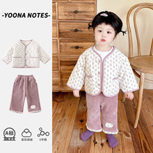 女童小童棉衣套装韩版2025新款儿童洋气加绒加厚宝宝秋冬保暖棉服