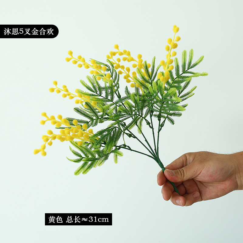 模擬アカシア造花ホームインテリア装飾花リビングルームソフト装飾花写真撮影の小道具結婚式用品卸売|undefined