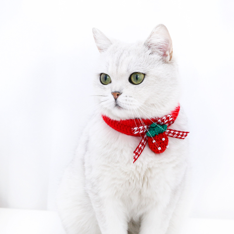Gancho de mano de tejido de mascotas lindo estofado arco gatos perros collar lana Cole pato buñuelo collar