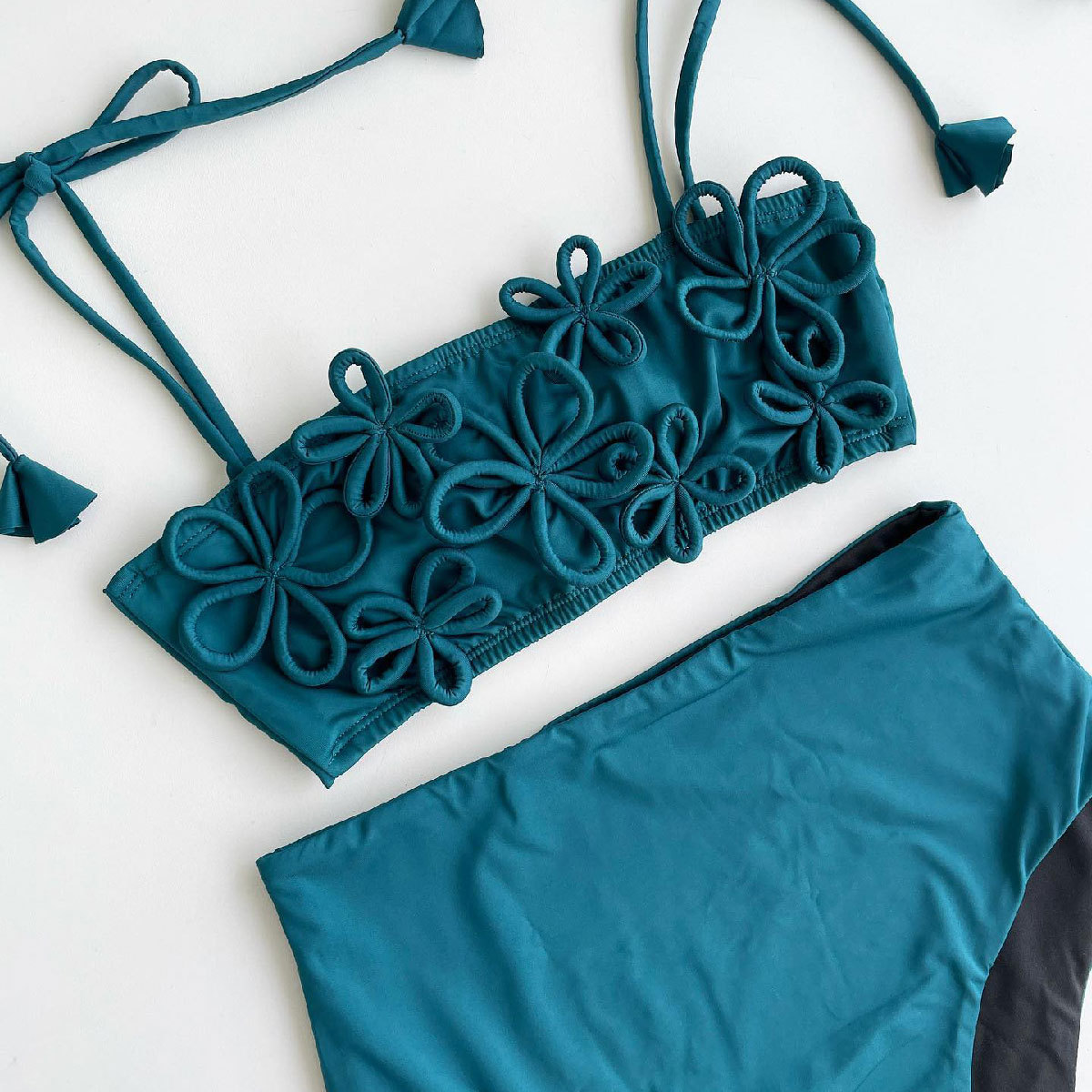 182g Weight Sexy Feel Of Sensation High Waist Panties Waist Briefs Panties Style Bralette Bra Category Polyester Fabric Type Stretchy Elasticity 2 Pieces Set Quantity Swimming Pool, Beach Occasion Solid Color, Flower Pattern Women's Gender Women's Solid Color Flower 2 Pieces Set Bikinis Swimwear 5
