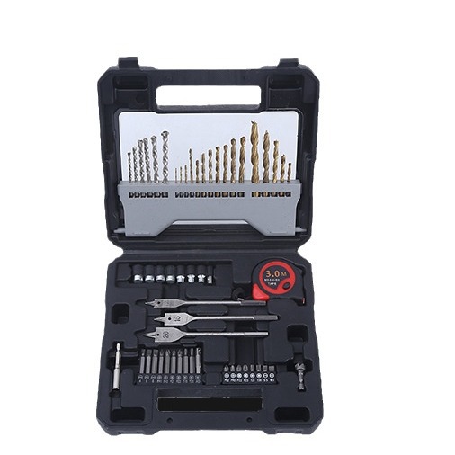 Suministro de fábrica combinación de herramientas de hardware conjunto de cabeza de taladro mantenimiento industrial taladro de 54 piezas caja de herramientas transparente