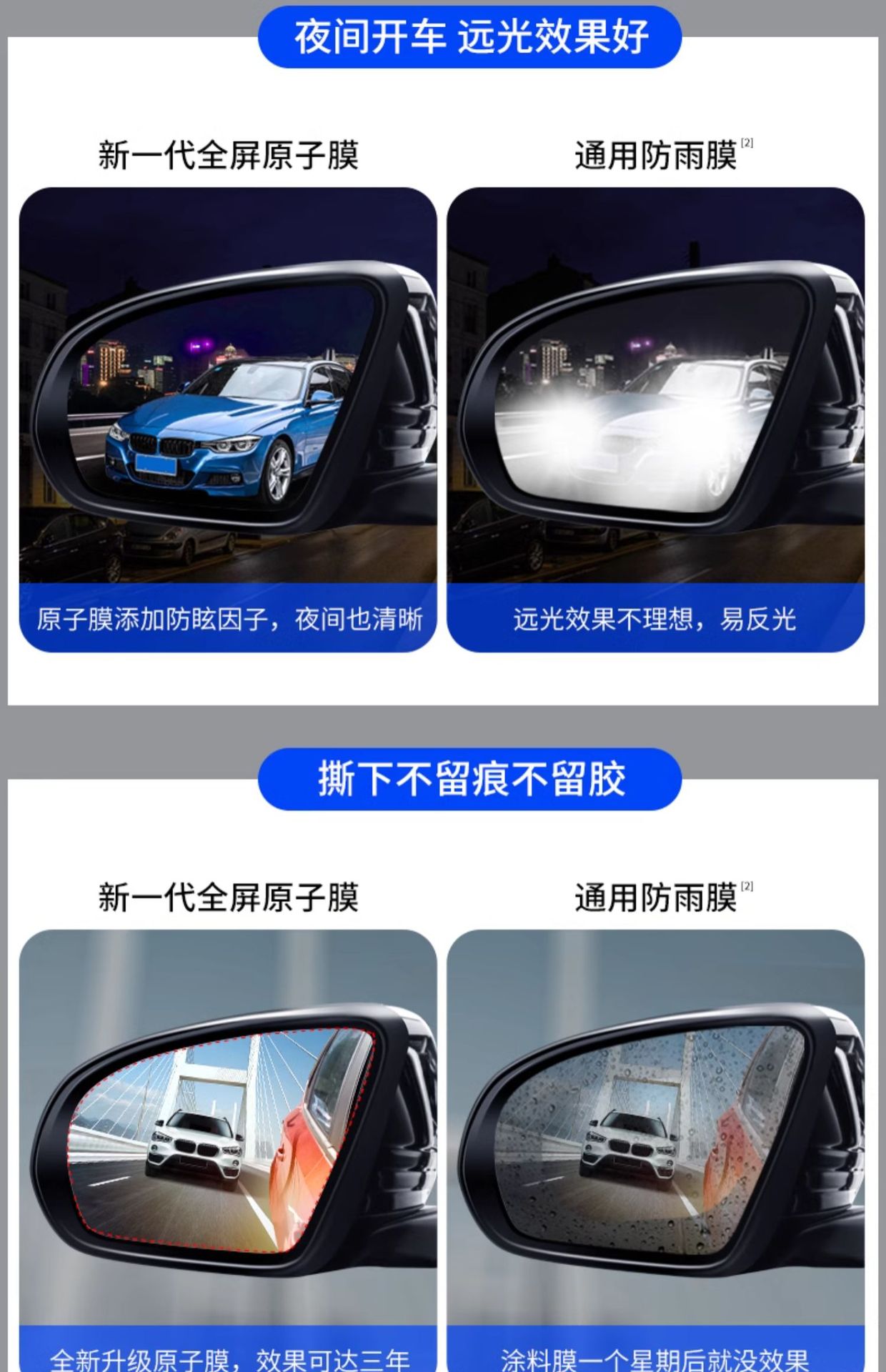 Rearview Mirror Rainproof Film Sticker Car Mirror Waterproof Anti-Fog