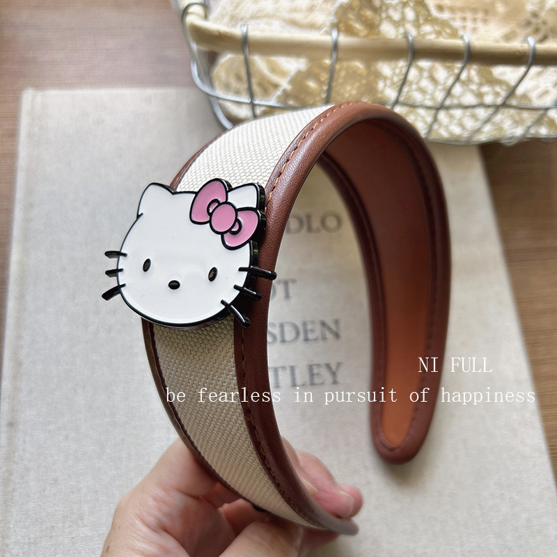 韩版秋冬复古格纹猫咪宽边发箍时尚高级感百搭头箍少女高颅顶绑发|undefined