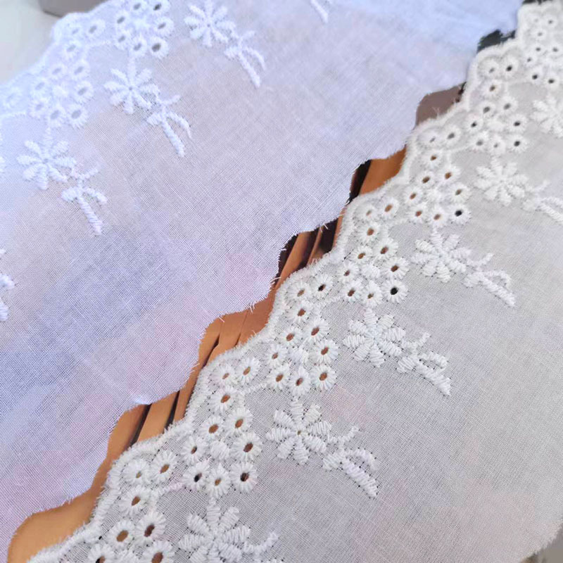 厂家直销棉布刺绣棉布花边 7.5厘米乳白色 现货DIY装饰服装辅料