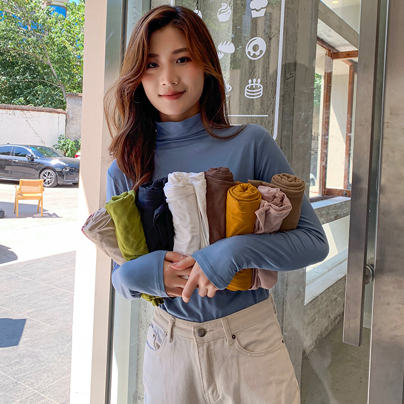 半高领莫代尔打底衫女春秋冬10色内搭洋气中领黑白色上衣2026新款