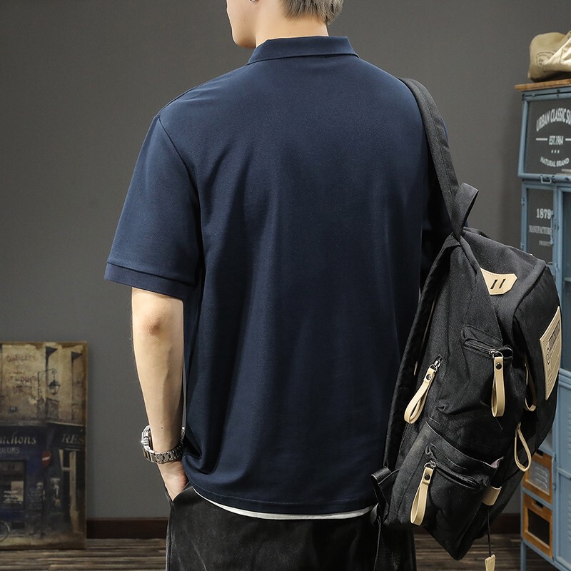 男性のゆったりした大きいサイズのアメリカの夏の重いポンドの偽の2つのpoloシャツの半袖のtシャツの潮のブランドの襟の半袖のポールのシャツ|undefined