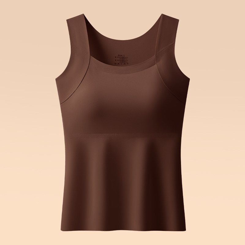 Summer ice-silk tank top with built-in pads