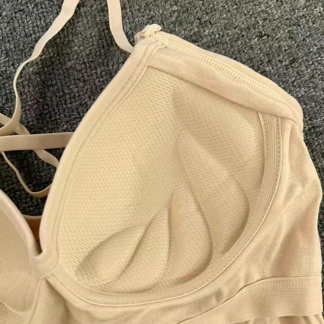 1182 Sujetador de chaleco deportivo de copa fija modal, espalda hermosa, chaleco superior de tubo para dormir de alta elasticidad para mujer, ropa interior