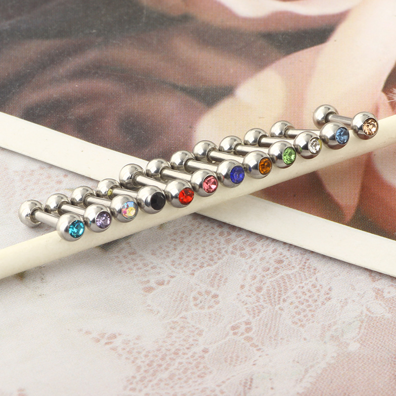 Stainless Steel Single Head Rhinestone Star Ear Stud Cartilage Piercing Jewelry 1.2*6*3 Straight Rod detail image 8