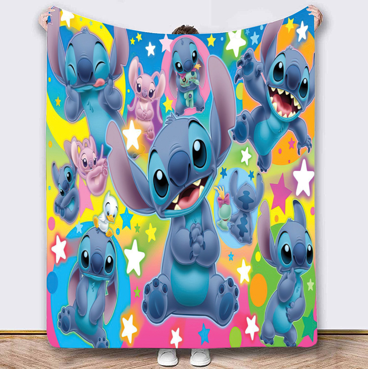 Stitch crossover TEMU explosión manta impresión de dibujos animados Stitch anime franela manta sofá manta
