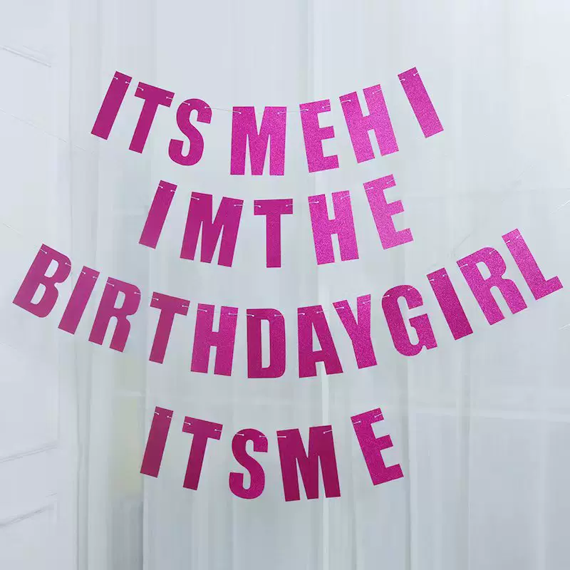 跨境热卖生日拉旗闪粉字母拉旗横幅装饰吊旗场景布置厂家直销派对