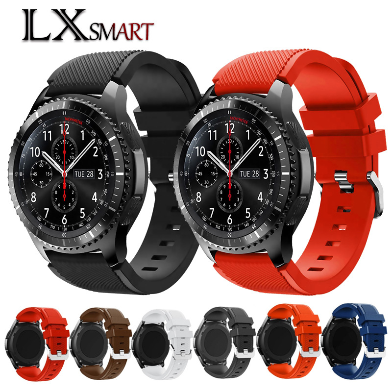 For Samsung S3 twill silicone strap 20/22mm raw ear quick release official monochrome silicone tape Huawei