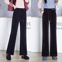 貂绒微喇加厚加绒裤子女冬2025新款高腰窄版喇叭裤时尚百搭筒喇