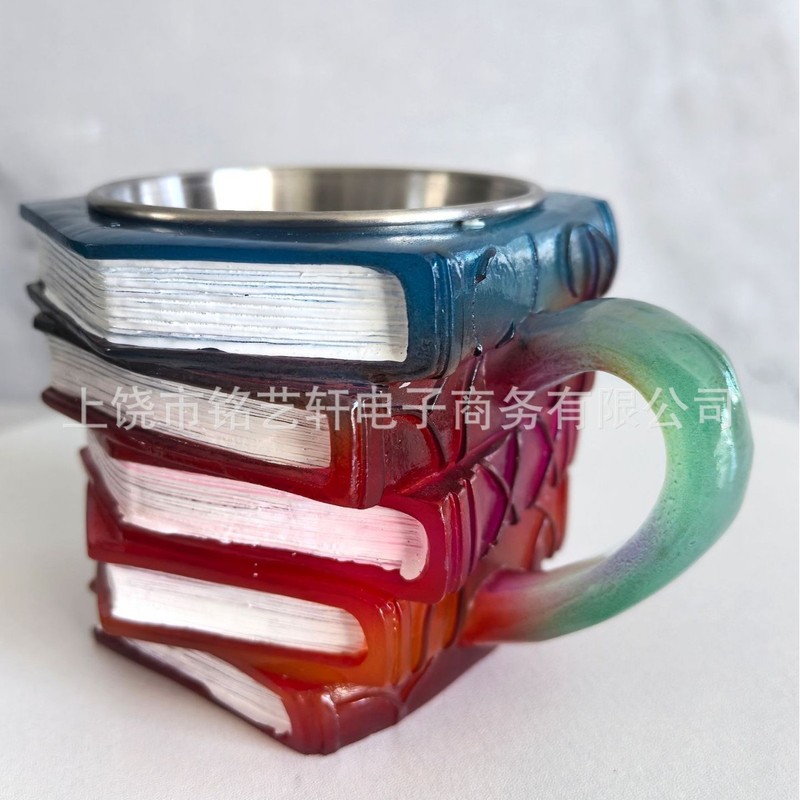 跨境爆款Painted Book Mug书杯马克咖啡水杯树脂装饰礼品彩绘礼物|undefined