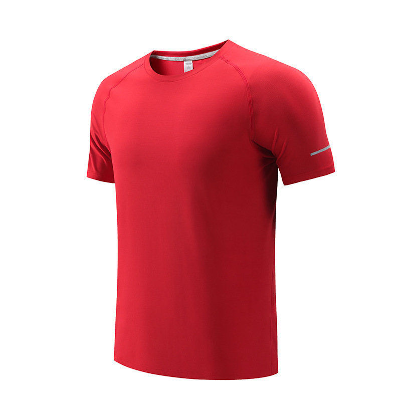 Deportes casuales de verano de manga corta hombres y mujeres al aire libre transpirable fitness corriendo ropa de secado rápido grupo estudiante camiseta en stock A