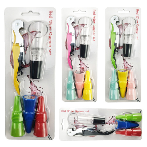 Food-grade stainless steel silicone wine bottle stopper, leak-proof wine bottle stopper, wine bottle opener, decanter set