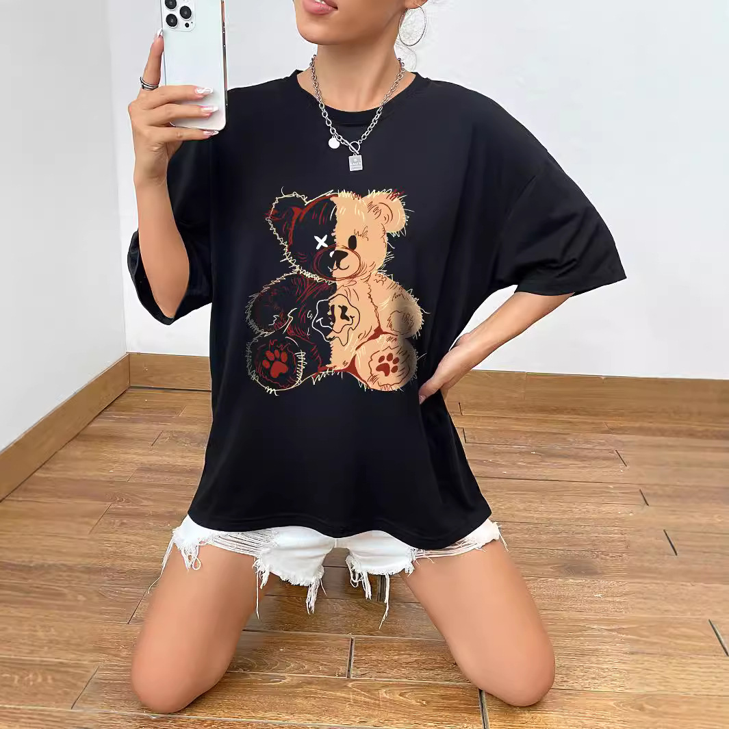 Dames t-shirt met korte mouwen en stijlvolle letterprint_voghion.com
