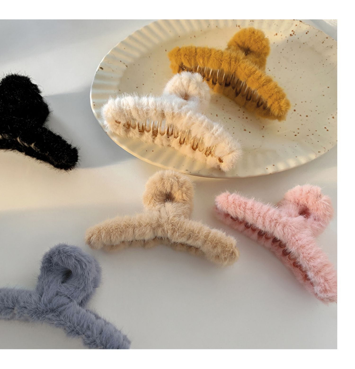 智贝详情图_23毛毛抓夹后脑勺发夹优雅气质发抓头发夹子头饰秋