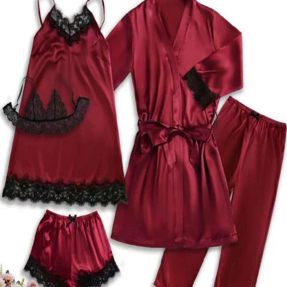 Оптовая продажа новый европейский и американский имитационный шелк черный набор одежды для дома