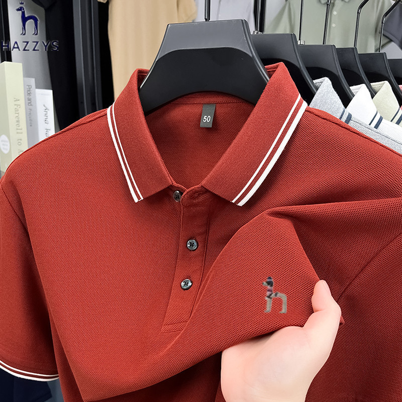 Hazzysハギスpoloシャツメンズ夏新作カジュアルスリムtシャツシンプルおしゃれメンズ上着|undefined