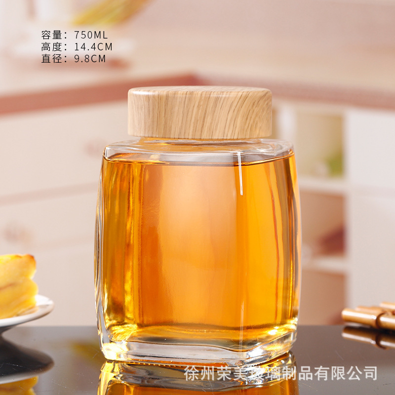 四方玻璃瓶玻璃密封罐蜂蜜瓶果酱瓶储存罐玻璃罐子透明玻璃瓶子|undefined