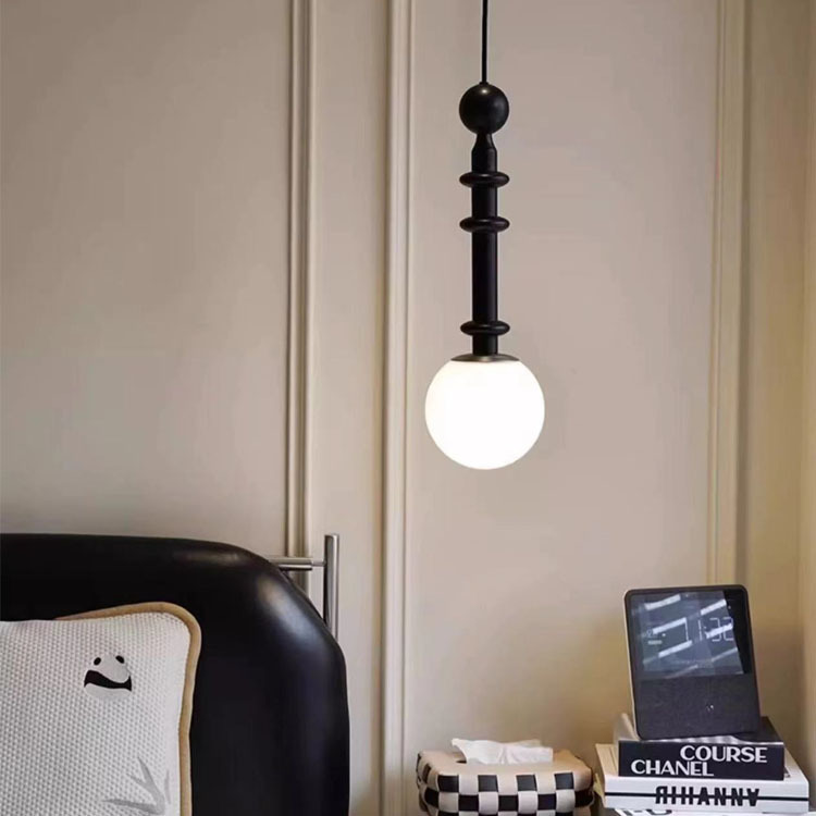 Araña de cama de madera maciza medieval americana, lámpara de araña de dormitorio de una sola cabeza retro francesa, lámpara de pasillo de barra de estudio Nanyang