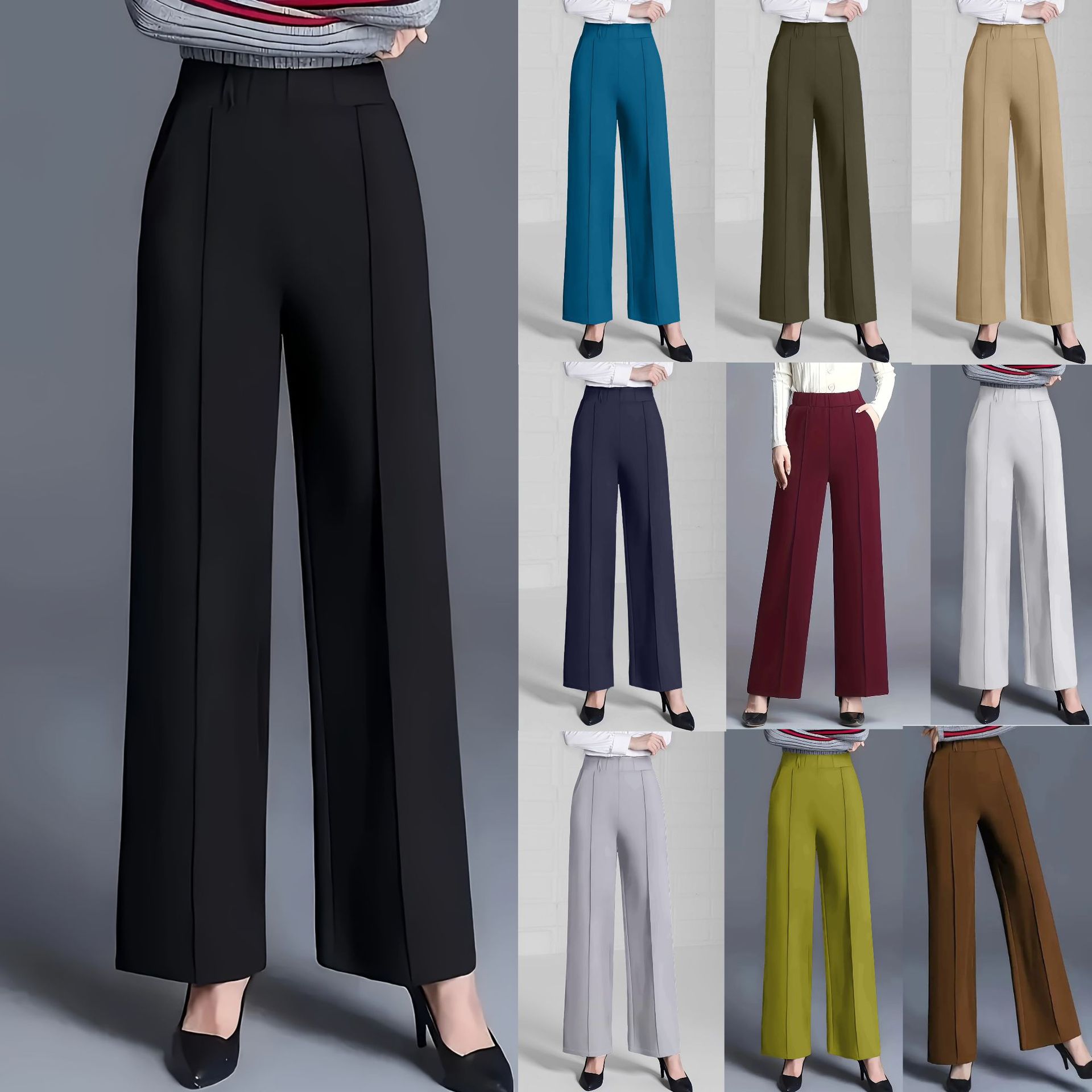 In-Stock 2026 Cross-Border Amazon Independent Site Temu Women's Spring and Summer Wide-Leg High-Waisted Loose Slimming Casual Pants for Women