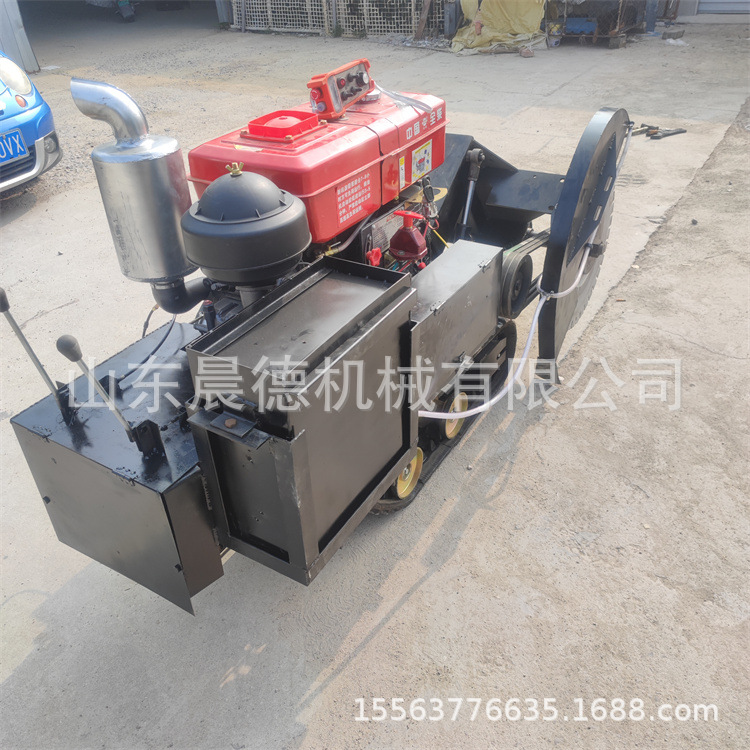 自动行走混泥土切割机 切割40深度小型履带式遥控切缝机