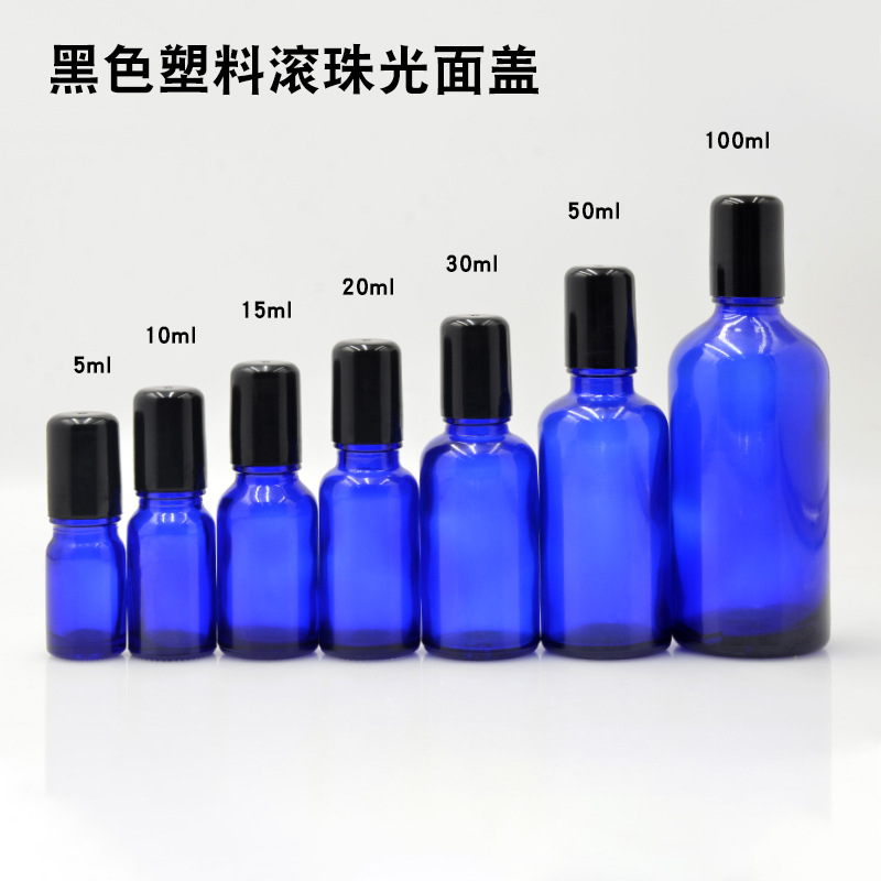Botella vidrio azul 5 a 100ml con cuentagotas para aceites