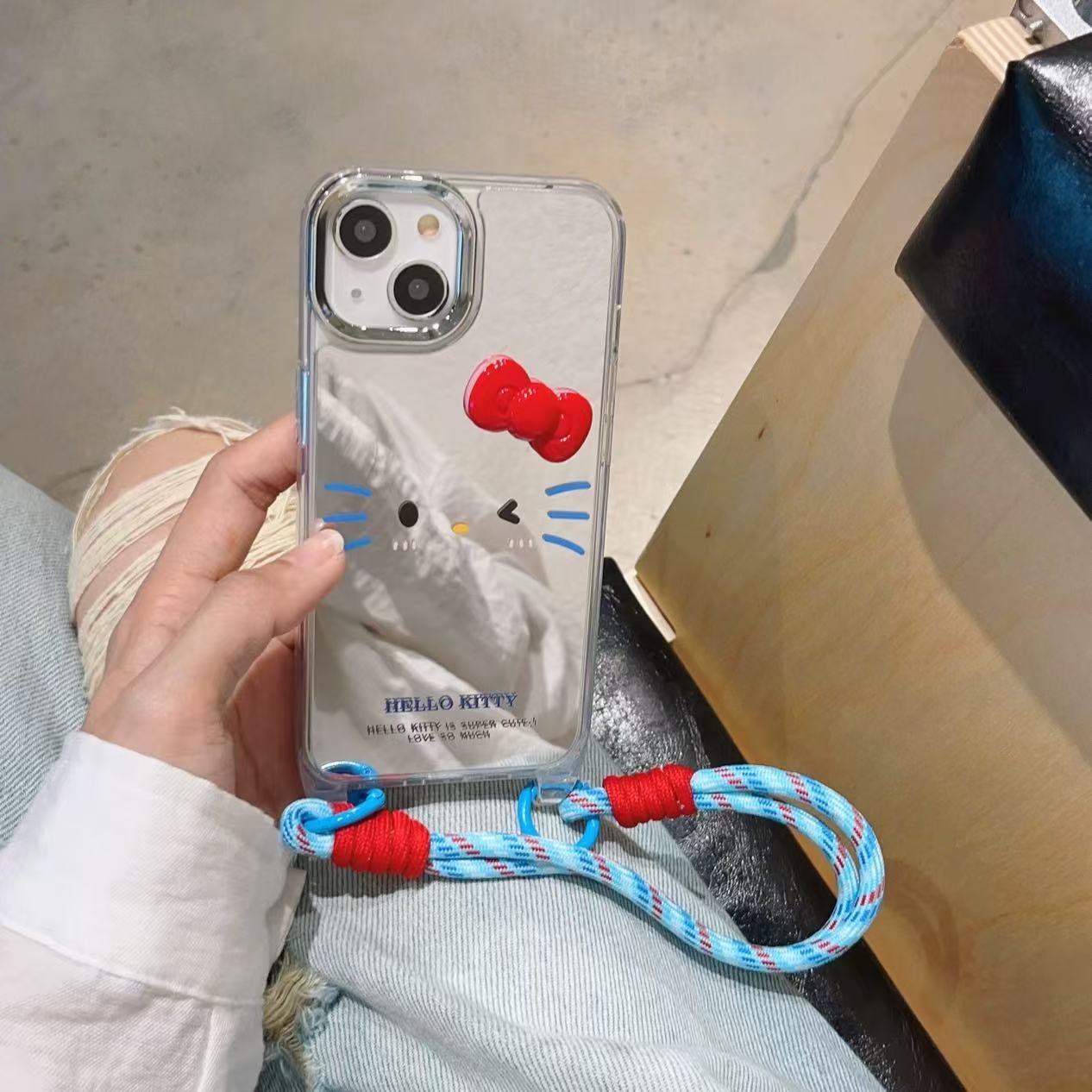 Girl ins maquillaje espejo kt emoji aplicable 16ProMax funda para teléfono móvil iPhone15 Apple 14/13 nuevo