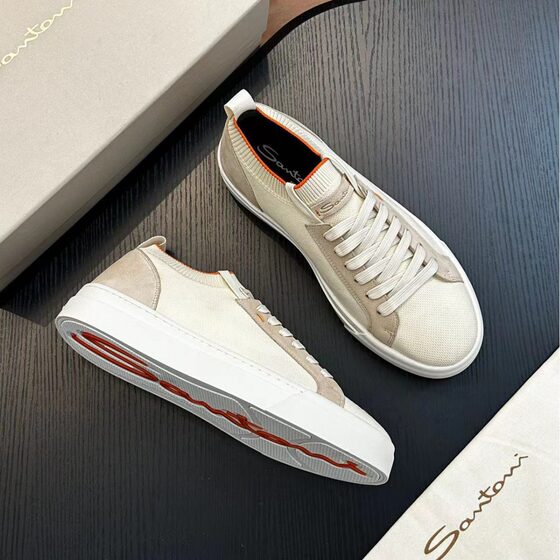 Cross-border men's shoes 2024 new sneaker breathable mesh high-end brand Joker calf leather fabric casual men's shoes