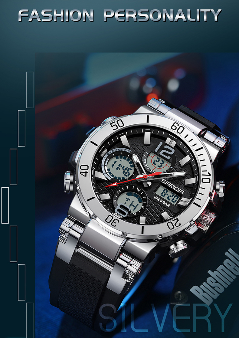 Orologio per bambini Orologio elettronico multifunzionale fosforescente impermeabile orologio da uomo tendenza nero tecnologia studenti orologio elettronico da uomo_voghion.com
