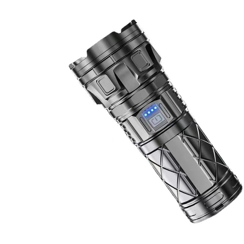 Linterna láser blanco al aire libre tipo-C de carga de emergencia de larga resistencia pantalla de potencia lámpara de iluminación de zoom telescópico