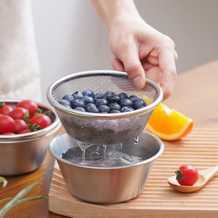 Stainless Steel Small Basin Kitchen Cooking Bowl Drain Basket Fruit Drain Basin Conical Drain Basket Set