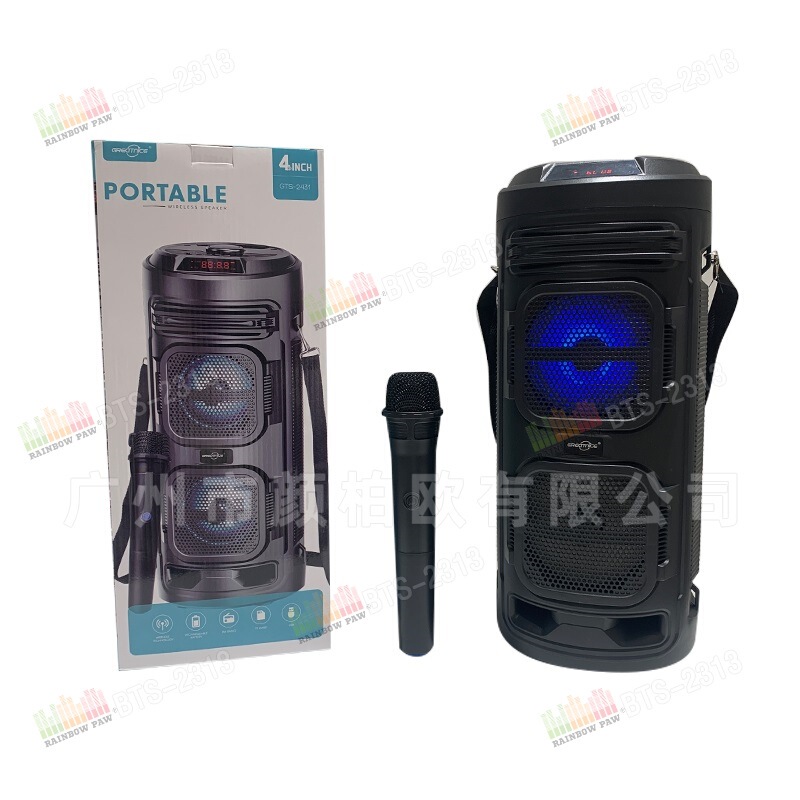 Gts Kts Bts Factory Wholesale Gts-2431 Dual 4inch Portable Outdoor Speaker with Wireless Microphone