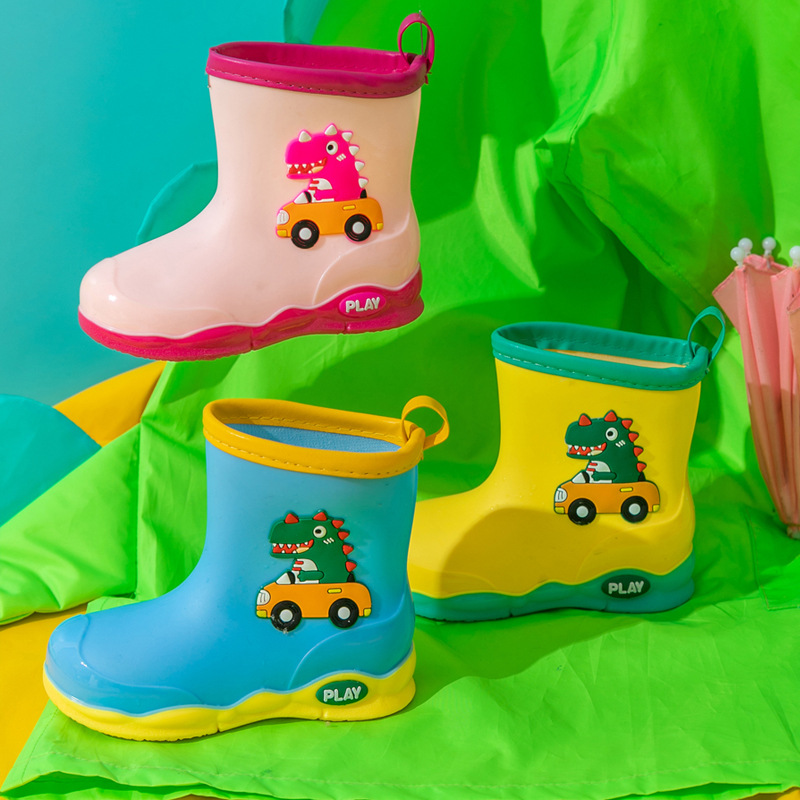 Children's Rain Boots, Baby Rain Boots, Cute Cartoon Water Shoes, Outdoor Waterproof Non-Slip Dinosaur Shoes for Boys and Girls, Outdoor Shoes
