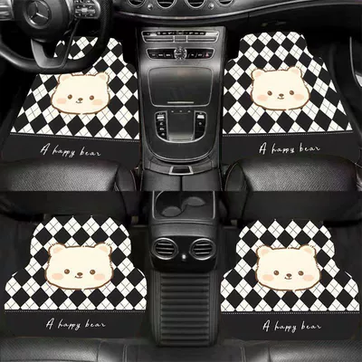 mud car mat dirt-resistant wear-resistant – Avtomobil döşəmə paspasları - black-edge-bear-head-diatom-mud-four-piece-set-for-the-whole-car-great-value-