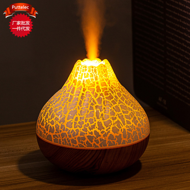 Cross-border new small volcano humidifier usb home creative bedroom night light mini small crack aroma diffuser