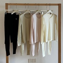 闺蜜哒2027#镂空莫代尔保暖套装隐形修身亲肤收腹提臀打底秋衣裤