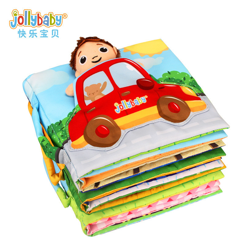 Jollybaby libro de tela a prueba de lágrimas cola de animal táctil tridimensional libro de tela educación temprana papel de timbre bebé Ilustración libro de tela