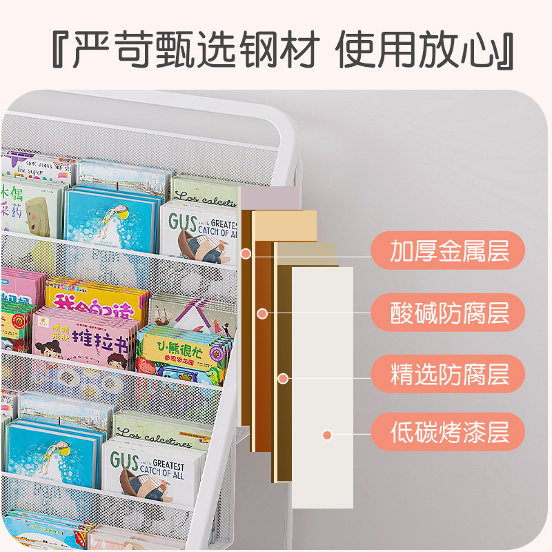 Estante de libro de imágenes para bebés Estante de libros para niños Estante de revistas para el hogar Estante de libros de hierro simple Estante de almacenamiento de juguetes Periódico de libros