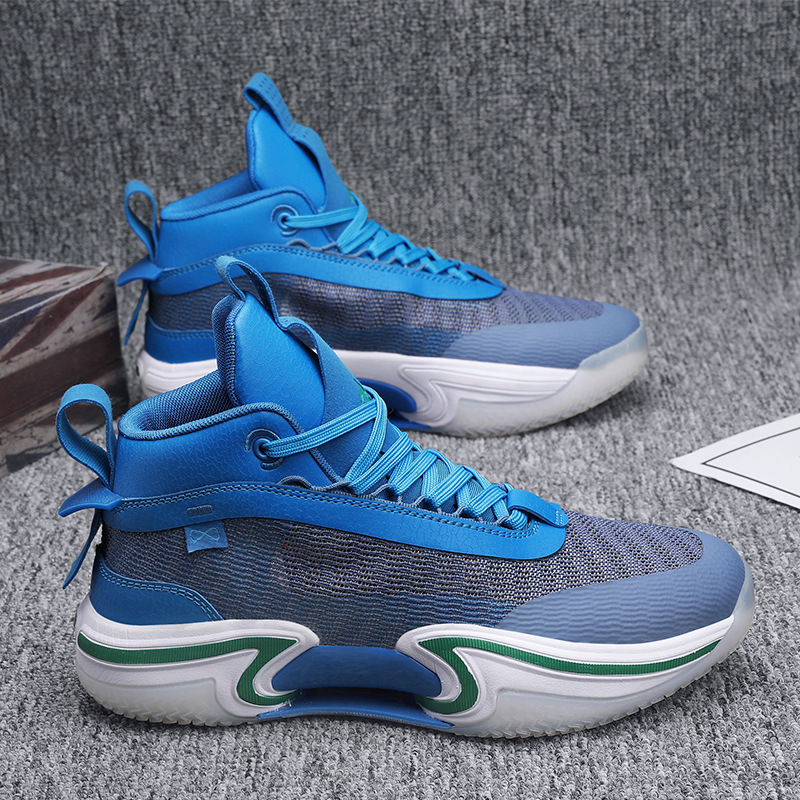 Basketball shoes men's high-top actual combat breathable shock absorption junior high school students cement floor sneaker
