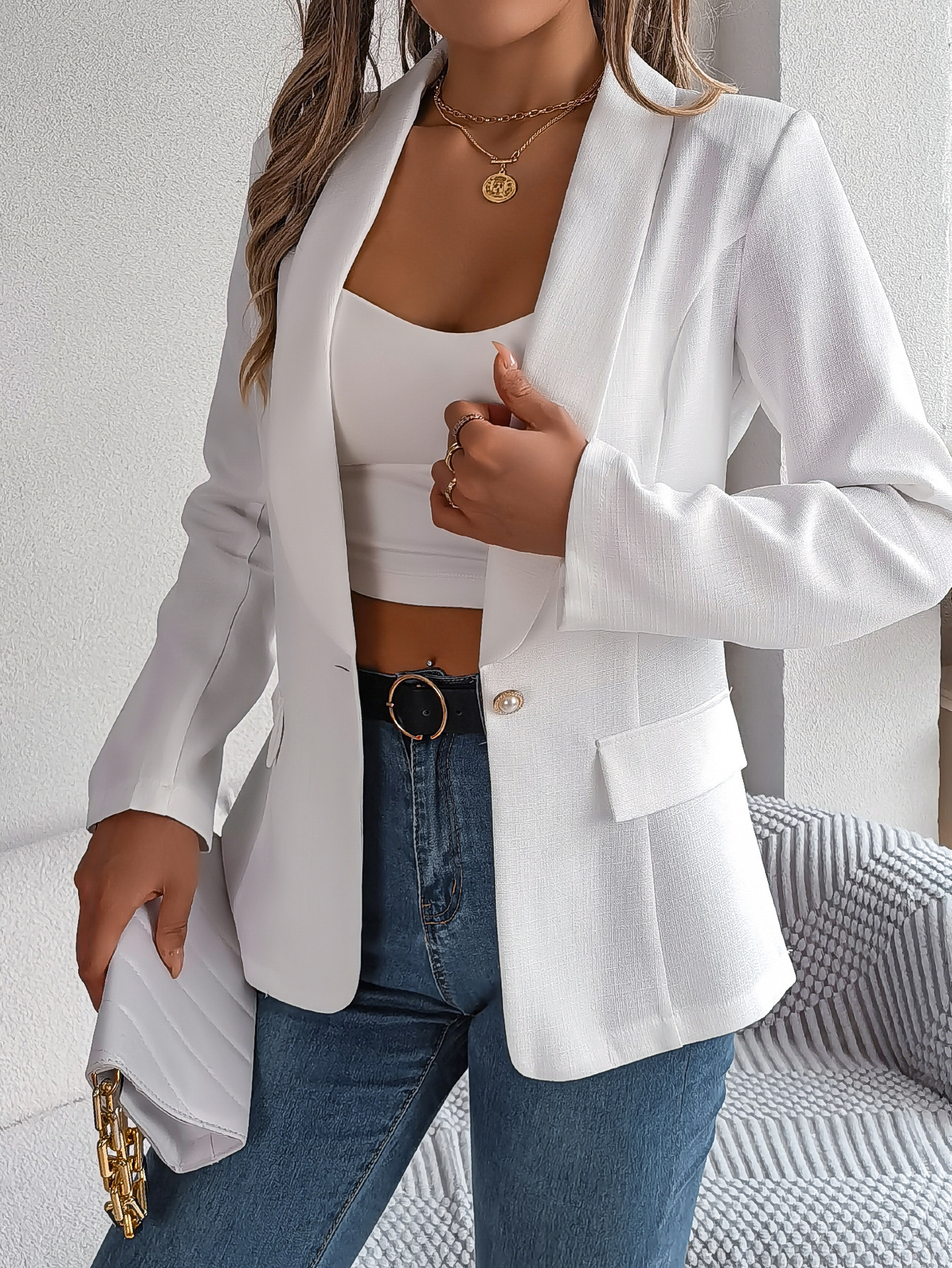 Femmes Manteau Manche Longue Blazers Style Classique Vêtement De Rue Couleur Unie display picture 11