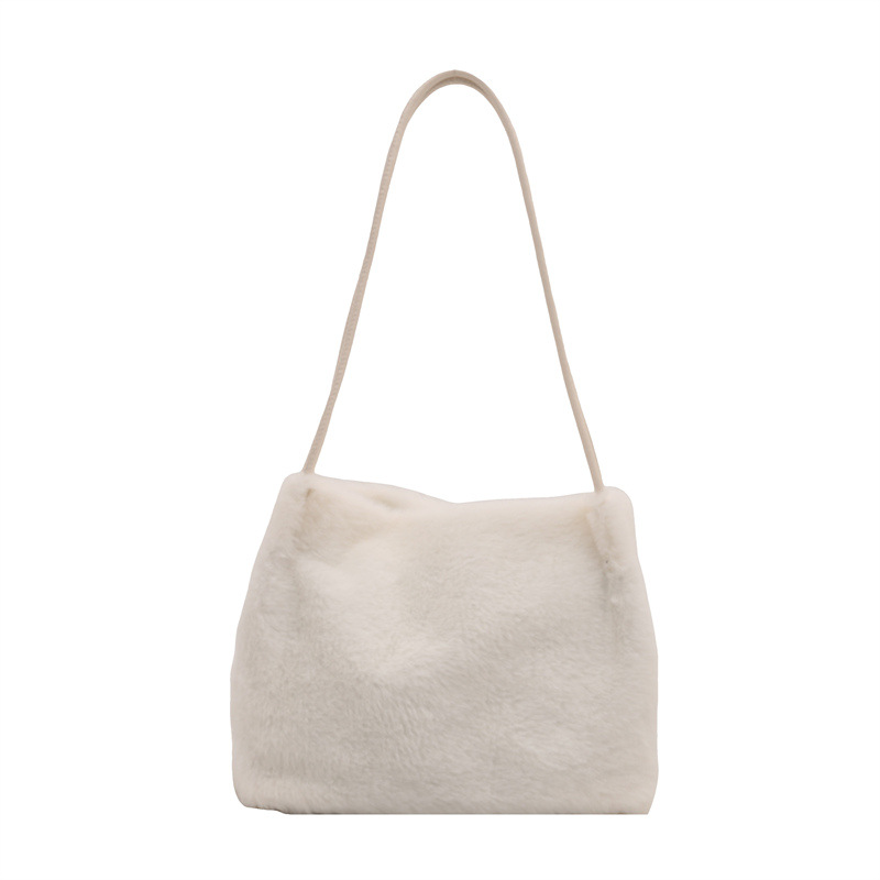 Bolsos de lana de nicho de alto nivel para mujeres 2024 nuevo otoño y invierno bolsas de peluche de hombro bolsas de gran capacidad