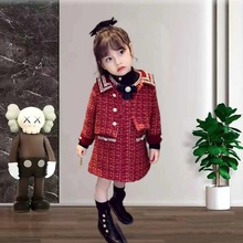 韩版加厚女童小香风套装23秋冬新款女宝宝外套+裙子中小童两件套