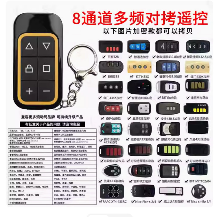 8通道全频超强对拷充电款遥控器可拷32个键频率300~915MHz遥控器|undefined