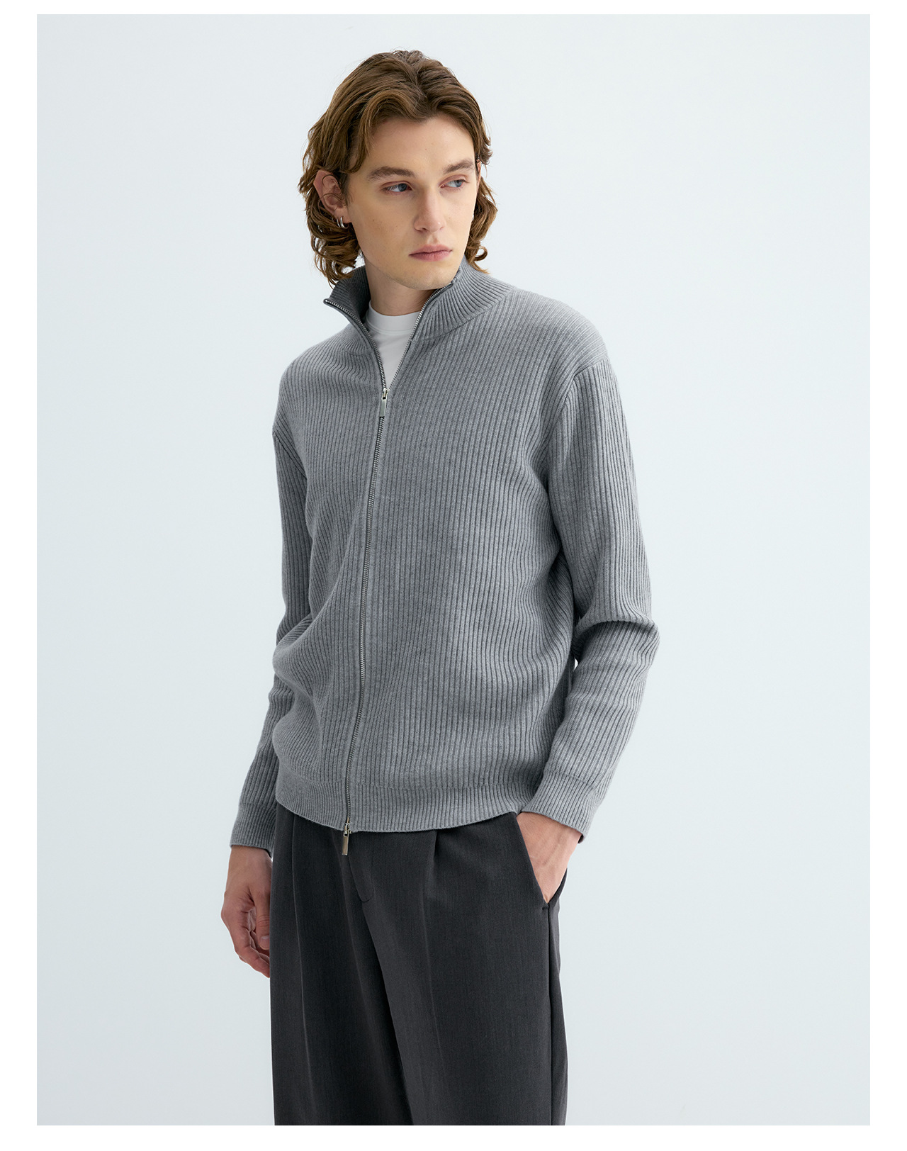 UNF Ribbed Knit Zip-Up Cardigan